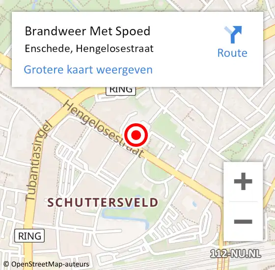 Locatie op kaart van de 112 melding: Brandweer Met Spoed Naar Enschede, Hengelosestraat op 30 januari 2024 08:15