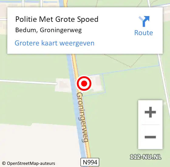 Locatie op kaart van de 112 melding: Politie Met Grote Spoed Naar Bedum, Groningerweg op 30 januari 2024 08:41