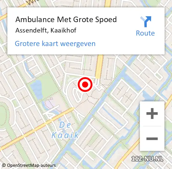 Locatie op kaart van de 112 melding: Ambulance Met Grote Spoed Naar Assendelft, Kaaikhof op 30 januari 2024 10:01