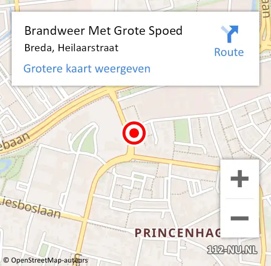 Locatie op kaart van de 112 melding: Brandweer Met Grote Spoed Naar Breda, Heilaarstraat op 30 januari 2024 10:24