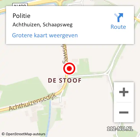 Locatie op kaart van de 112 melding: Politie Achthuizen, Schaapsweg op 30 januari 2024 11:24
