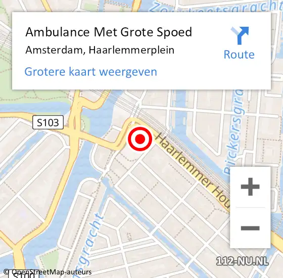 Locatie op kaart van de 112 melding: Ambulance Met Grote Spoed Naar Amsterdam, Haarlemmerplein op 30 januari 2024 11:35