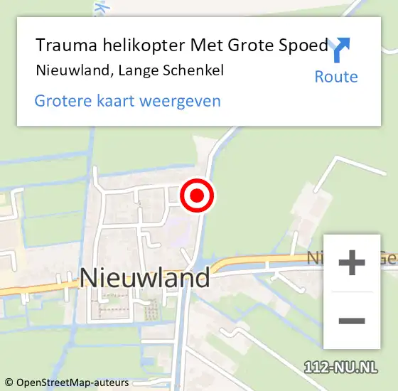 Locatie op kaart van de 112 melding: Trauma helikopter Met Grote Spoed Naar Nieuwland, Lange Schenkel op 30 januari 2024 11:39