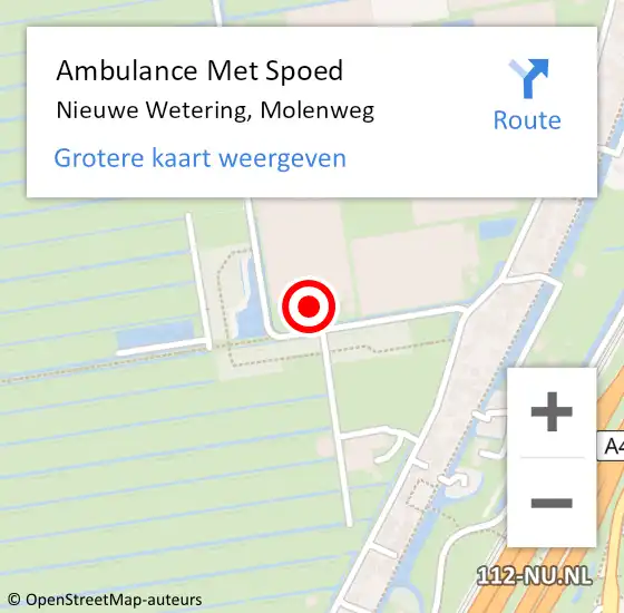 Locatie op kaart van de 112 melding: Ambulance Met Spoed Naar Nieuwe Wetering, Molenweg op 30 januari 2024 12:10
