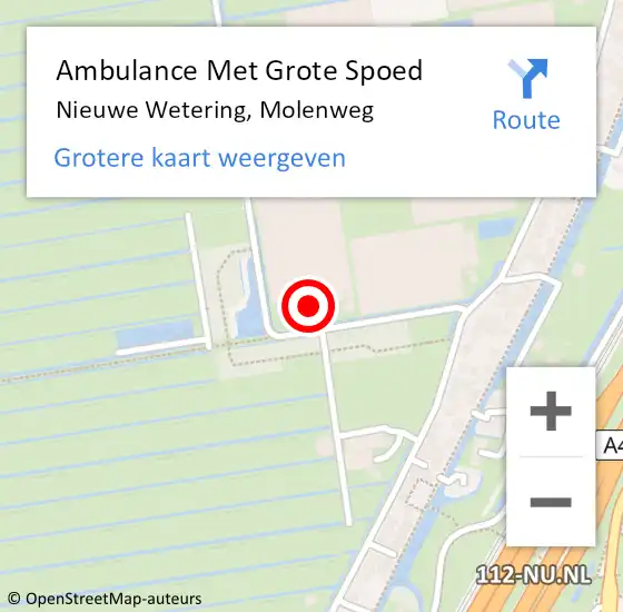 Locatie op kaart van de 112 melding: Ambulance Met Grote Spoed Naar Nieuwe Wetering, Molenweg op 30 januari 2024 12:11