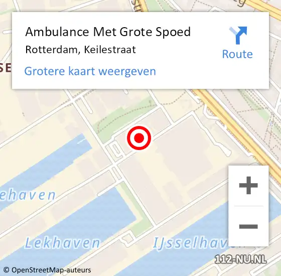 Locatie op kaart van de 112 melding: Ambulance Met Grote Spoed Naar Rotterdam, Keilestraat op 30 januari 2024 12:41