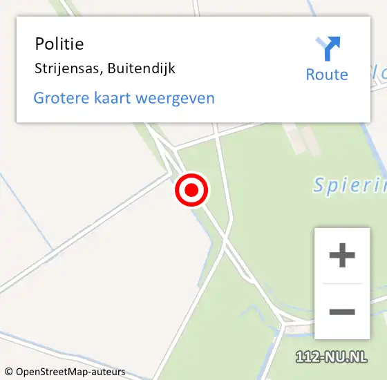 Locatie op kaart van de 112 melding: Politie Strijensas, Buitendijk op 30 januari 2024 13:33
