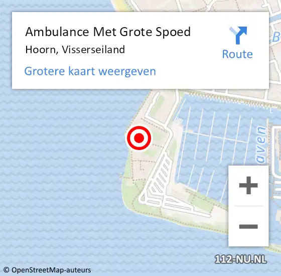 Locatie op kaart van de 112 melding: Ambulance Met Grote Spoed Naar Hoorn, Visserseiland op 30 januari 2024 13:44