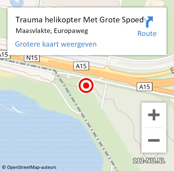 Locatie op kaart van de 112 melding: Trauma helikopter Met Grote Spoed Naar Maasvlakte, Europaweg op 30 januari 2024 13:46