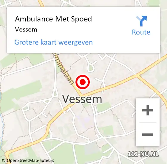Locatie op kaart van de 112 melding: Ambulance Met Spoed Naar Vessem op 30 januari 2024 14:05