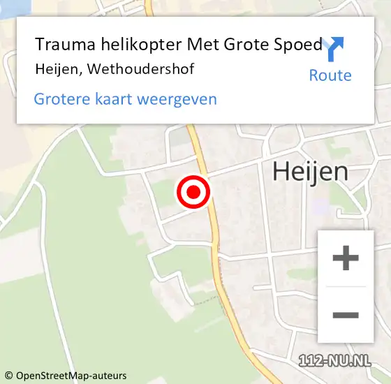 Locatie op kaart van de 112 melding: Trauma helikopter Met Grote Spoed Naar Heijen, Wethoudershof op 30 januari 2024 14:52
