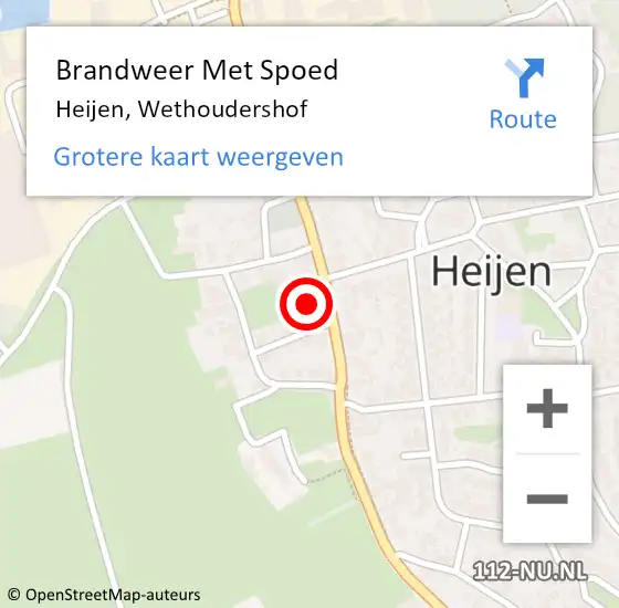 Locatie op kaart van de 112 melding: Brandweer Met Spoed Naar Heijen, Wethoudershof op 30 januari 2024 14:55