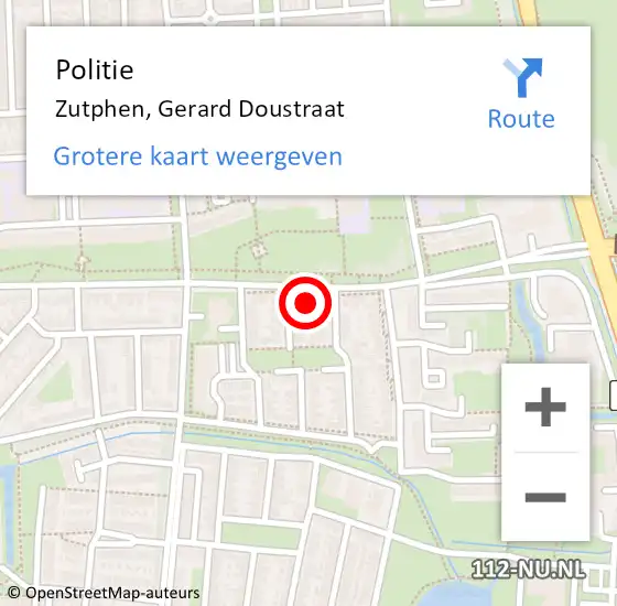 Locatie op kaart van de 112 melding: Politie Zutphen, Gerard Doustraat op 30 januari 2024 15:25