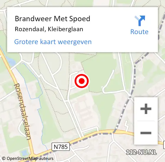 Locatie op kaart van de 112 melding: Brandweer Met Spoed Naar Rozendaal, Kleiberglaan op 30 januari 2024 15:33