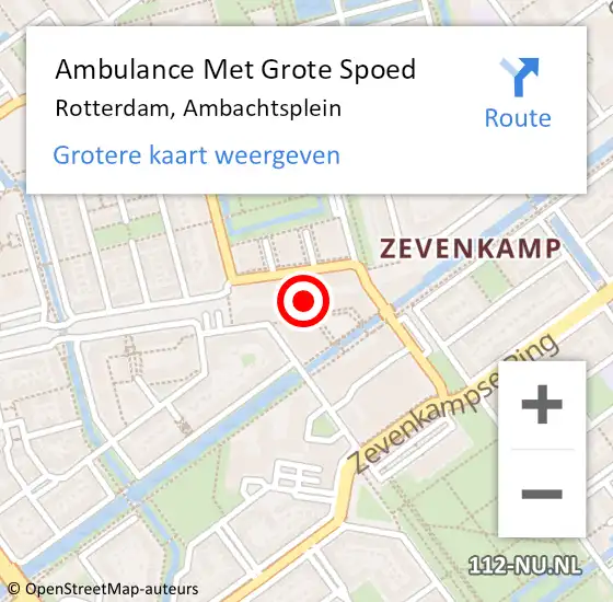 Locatie op kaart van de 112 melding: Ambulance Met Grote Spoed Naar Rotterdam, Ambachtsplein op 30 januari 2024 15:44