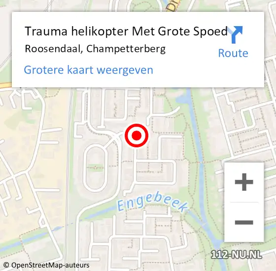 Locatie op kaart van de 112 melding: Trauma helikopter Met Grote Spoed Naar Roosendaal, Champetterberg op 30 januari 2024 15:45