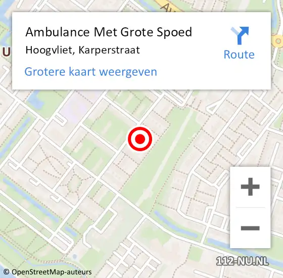 Locatie op kaart van de 112 melding: Ambulance Met Grote Spoed Naar Hoogvliet, Karperstraat op 30 januari 2024 16:23