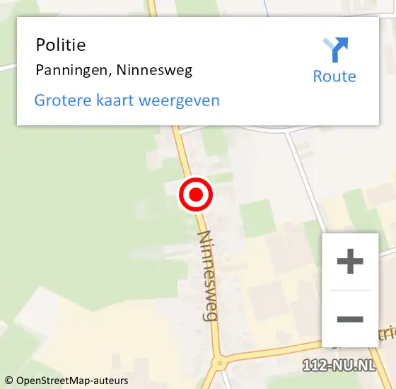 Locatie op kaart van de 112 melding: Politie Panningen, Ninnesweg op 30 januari 2024 16:25