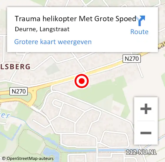 Locatie op kaart van de 112 melding: Trauma helikopter Met Grote Spoed Naar Deurne, Langstraat op 30 januari 2024 16:30