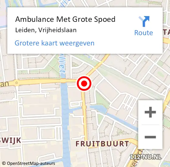 Locatie op kaart van de 112 melding: Ambulance Met Grote Spoed Naar Leiden, Vrijheidslaan op 30 januari 2024 16:45