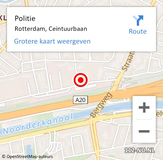 Locatie op kaart van de 112 melding: Politie Rotterdam, Ceintuurbaan op 30 januari 2024 16:59