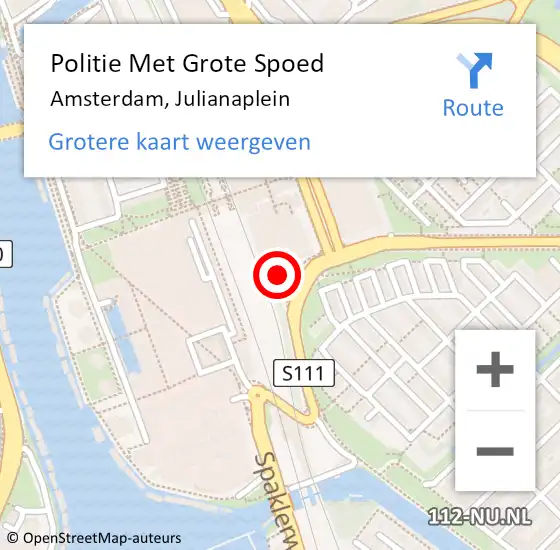 Locatie op kaart van de 112 melding: Politie Met Grote Spoed Naar Amsterdam, Julianaplein op 30 januari 2024 17:27