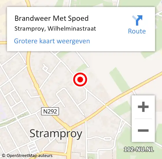 Locatie op kaart van de 112 melding: Brandweer Met Spoed Naar Stramproy, Wilhelminastraat op 30 januari 2024 17:34
