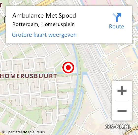 Locatie op kaart van de 112 melding: Ambulance Met Spoed Naar Rotterdam, Homerusplein op 30 januari 2024 17:37
