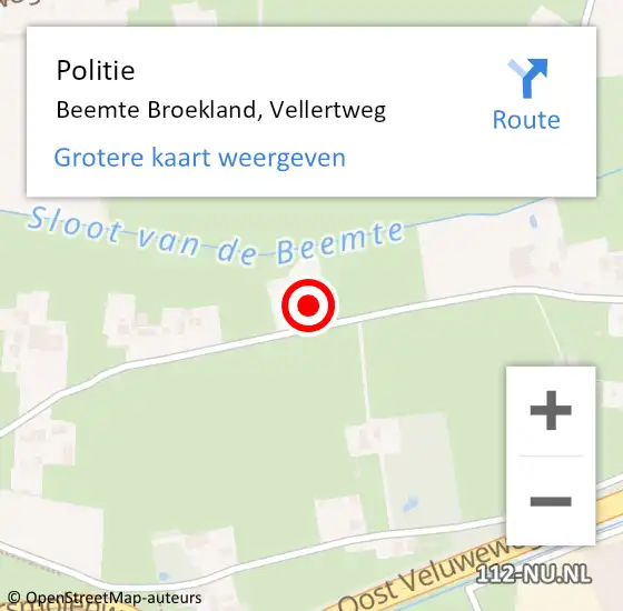 Locatie op kaart van de 112 melding: Politie Beemte Broekland, Vellertweg op 30 januari 2024 17:43