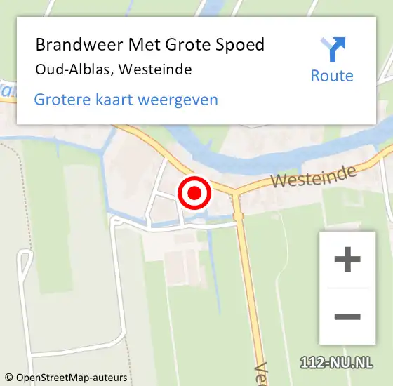 Locatie op kaart van de 112 melding: Brandweer Met Grote Spoed Naar Oud-Alblas, Westeinde op 30 januari 2024 18:35