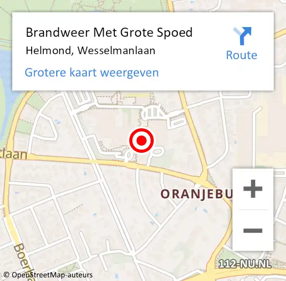 Locatie op kaart van de 112 melding: Brandweer Met Grote Spoed Naar Helmond, Wesselmanlaan op 30 januari 2024 19:07