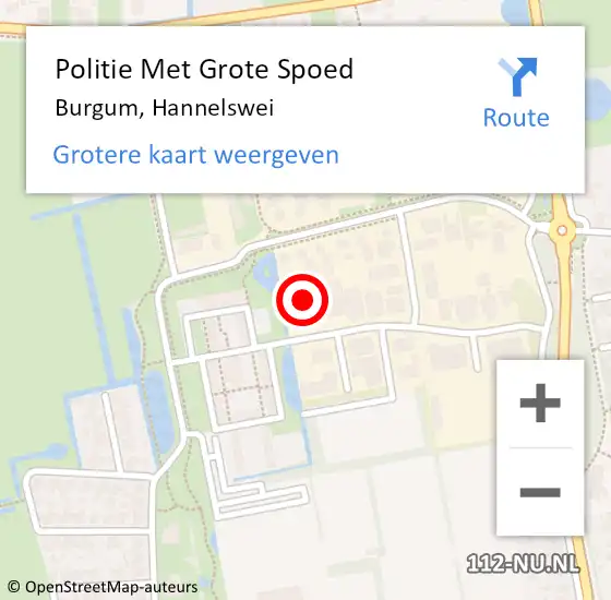 Locatie op kaart van de 112 melding: Politie Met Grote Spoed Naar Burgum, Hannelswei op 30 januari 2024 20:01