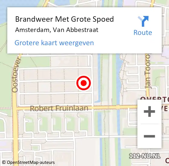 Locatie op kaart van de 112 melding: Brandweer Met Grote Spoed Naar Amsterdam, Van Abbestraat op 30 januari 2024 20:24