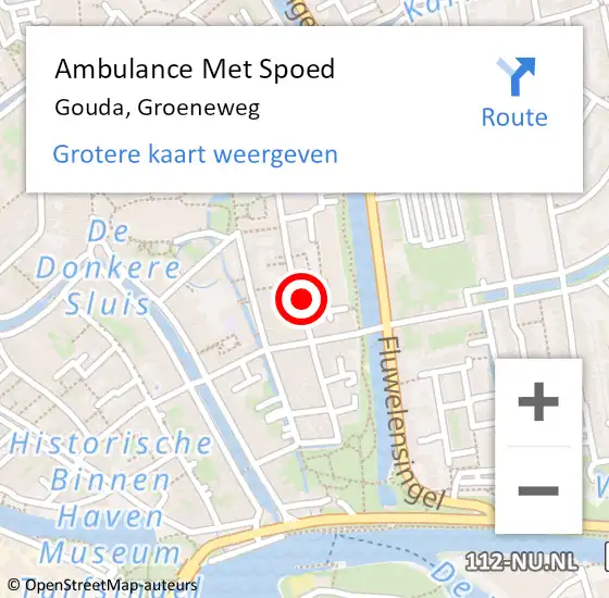 Locatie op kaart van de 112 melding: Ambulance Met Spoed Naar Gouda, Groeneweg op 30 januari 2024 20:35
