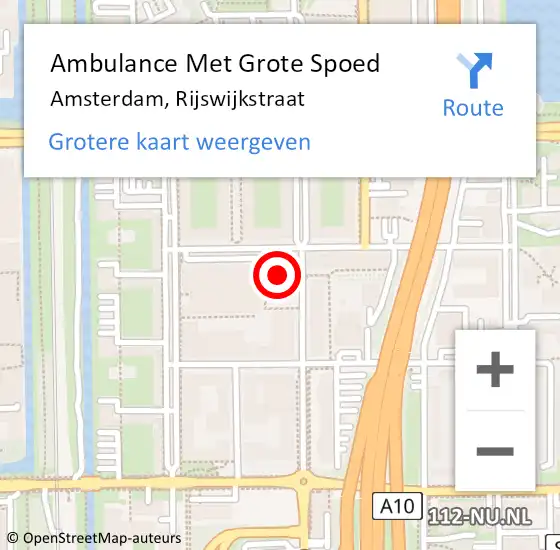 Locatie op kaart van de 112 melding: Ambulance Met Grote Spoed Naar Amsterdam, Rijswijkstraat op 30 januari 2024 20:41