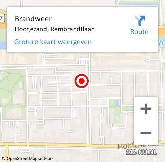 Locatie op kaart van de 112 melding: Brandweer Hoogezand, Rembrandtlaan op 30 januari 2024 21:16