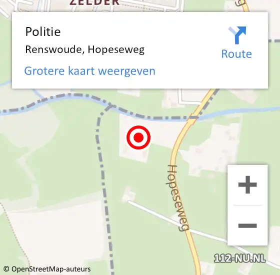 Locatie op kaart van de 112 melding: Politie Renswoude, Hopeseweg op 30 januari 2024 21:26