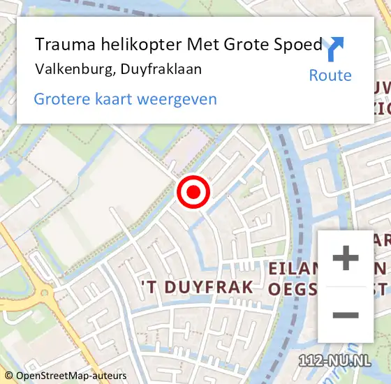 Locatie op kaart van de 112 melding: Trauma helikopter Met Grote Spoed Naar Valkenburg, Duyfraklaan op 30 januari 2024 21:40