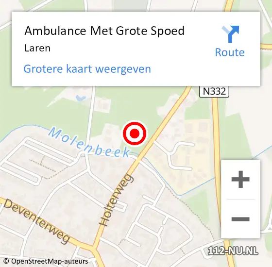Locatie op kaart van de 112 melding: Ambulance Met Grote Spoed Naar Laren op 30 januari 2024 22:12