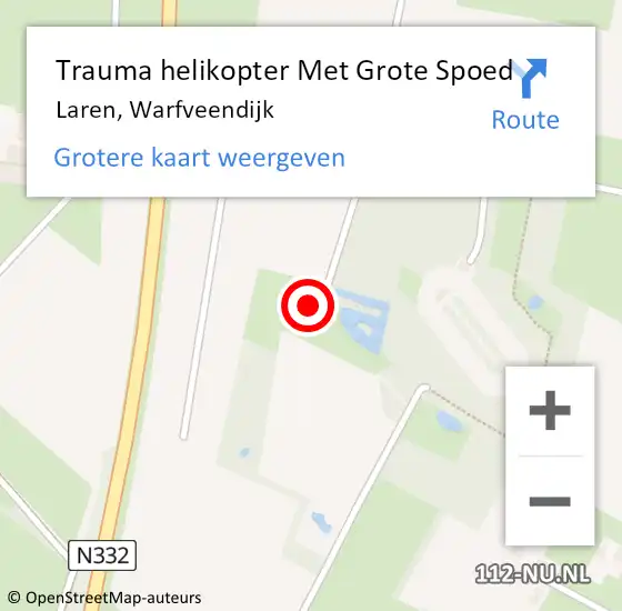 Locatie op kaart van de 112 melding: Trauma helikopter Met Grote Spoed Naar Laren, Warfveendijk op 30 januari 2024 22:20