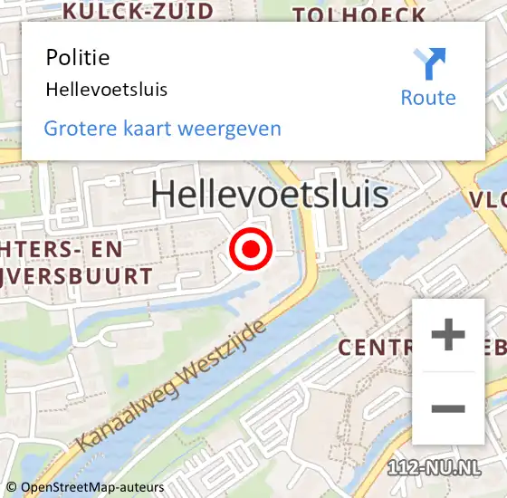 Locatie op kaart van de 112 melding: Politie Hellevoetsluis op 30 januari 2024 23:41