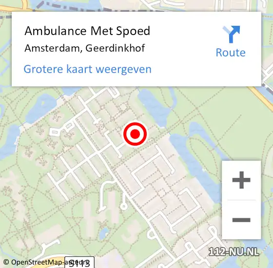 Locatie op kaart van de 112 melding: Ambulance Met Spoed Naar Amsterdam, Geerdinkhof op 31 januari 2024 01:42
