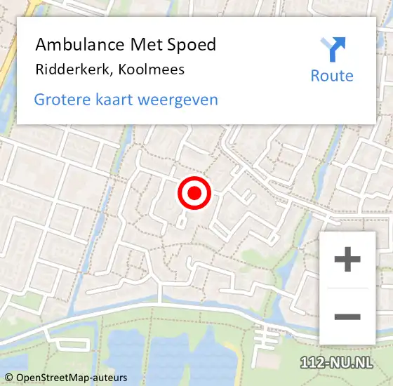 Locatie op kaart van de 112 melding: Ambulance Met Spoed Naar Ridderkerk, Koolmees op 31 januari 2024 01:54