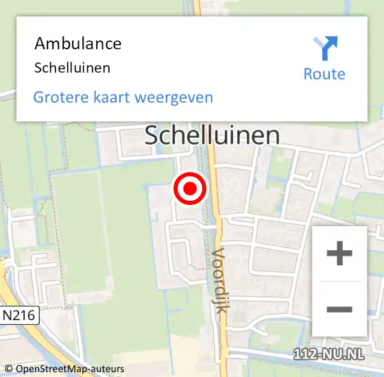 Locatie op kaart van de 112 melding: Ambulance Schelluinen op 31 januari 2024 02:17