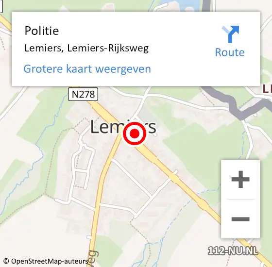 Locatie op kaart van de 112 melding: Politie Lemiers, Lemiers-Rijksweg op 31 januari 2024 06:29