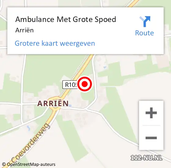 Locatie op kaart van de 112 melding: Ambulance Met Grote Spoed Naar Arriën op 31 januari 2024 06:57