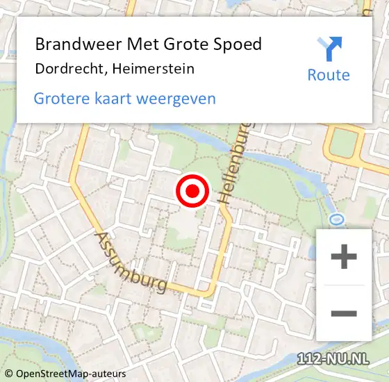 Locatie op kaart van de 112 melding: Brandweer Met Grote Spoed Naar Dordrecht, Heimerstein op 31 januari 2024 08:53