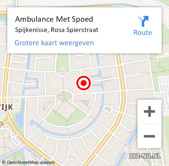Locatie op kaart van de 112 melding: Ambulance Met Spoed Naar Spijkenisse, Rosa Spierstraat op 31 januari 2024 09:01