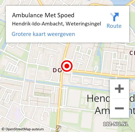 Locatie op kaart van de 112 melding: Ambulance Met Spoed Naar Hendrik-Ido-Ambacht, Weteringsingel op 31 januari 2024 09:12