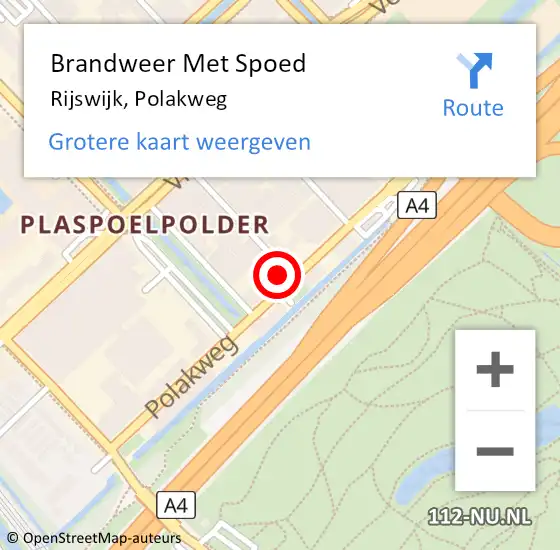 Locatie op kaart van de 112 melding: Brandweer Met Spoed Naar Rijswijk, Polakweg op 31 januari 2024 10:01